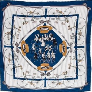 Hermes Les Becanes Scarf 70 with Bicycle motif